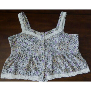 Daisy & Delilah Floral Crop Tank Top Size XL Floral Babydoll Lace Trim Cami